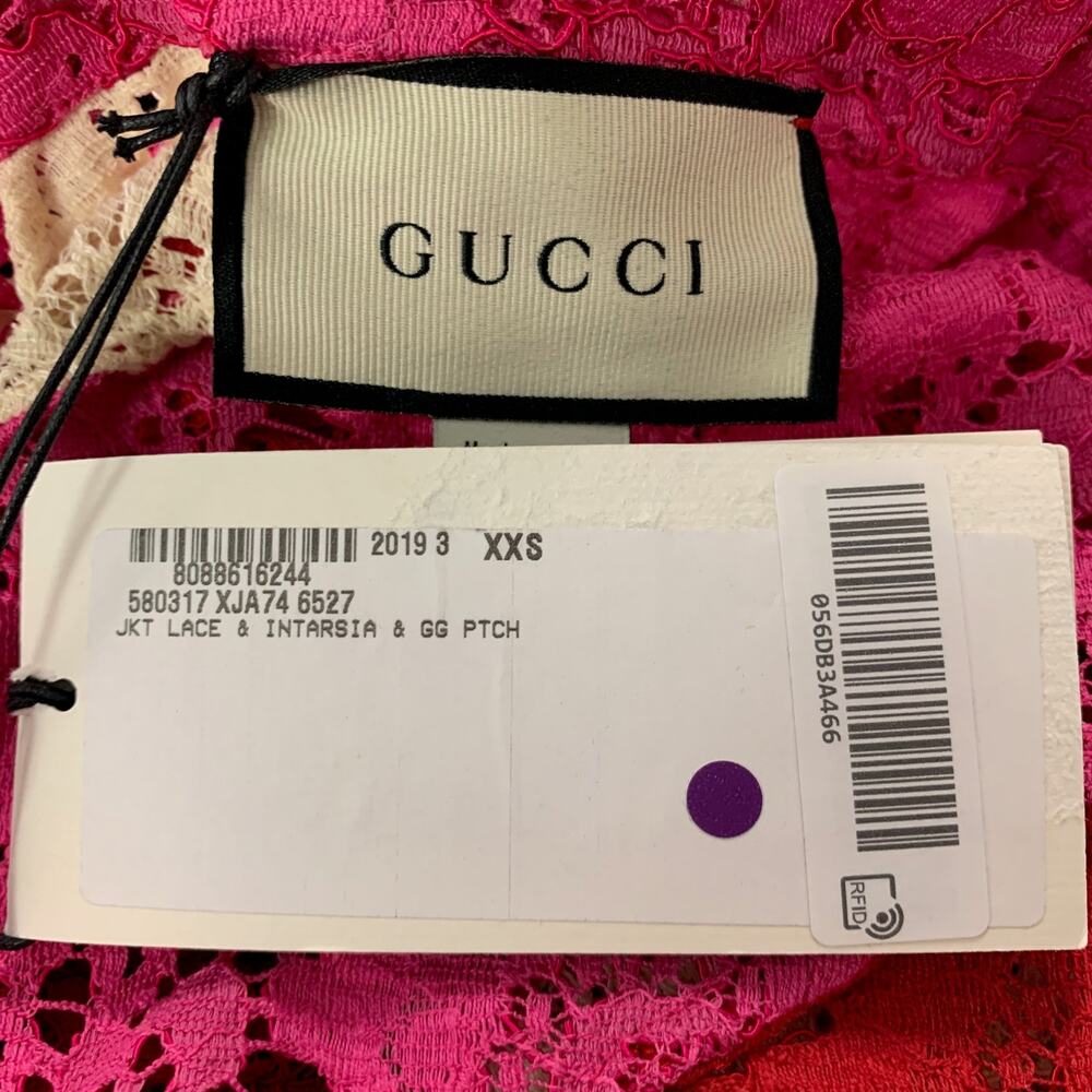 GUCCI Size XXS Red Pink Viscose Color Block Jacket - Picture 5 of 7